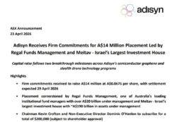 Adisyn (ASX: AI1) ASX announcement of A$14 million placement led by Regal Funds Management and Meitav