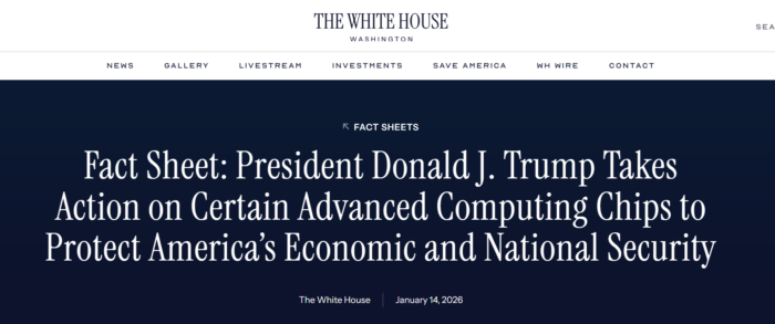 White House fact sheet announcing Donald Trump action on advanced computing chips for economic and national security.