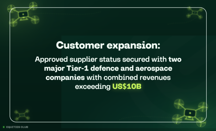 Slide highlighting KTEK customer expansion through approved supplier status with two major defence and aerospace companies.