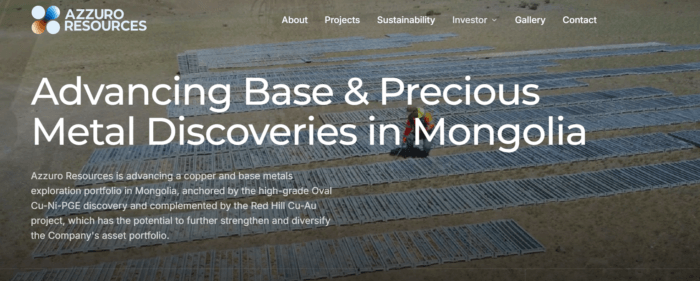 Azzuro Resources drill core from Red Hill in Mongolia showing copper-rich massive sulphide.