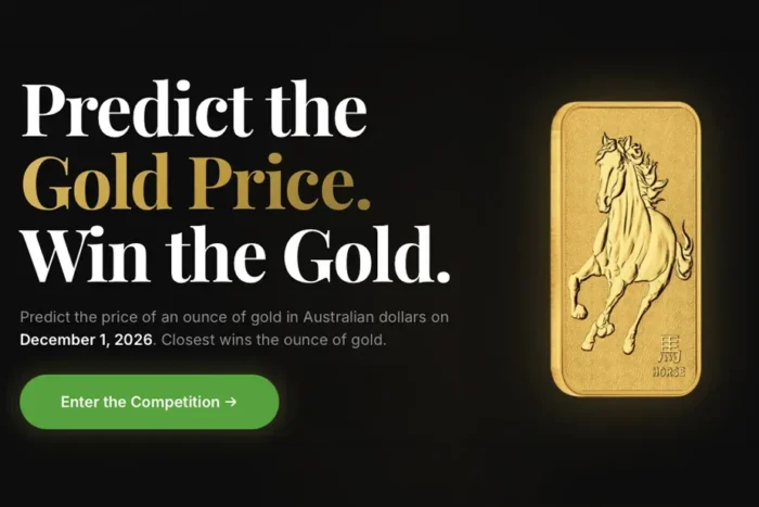 Gold price prediction competition offering a 1oz gold bar to the closest forecast of the AUD gold price on 1 December 2026